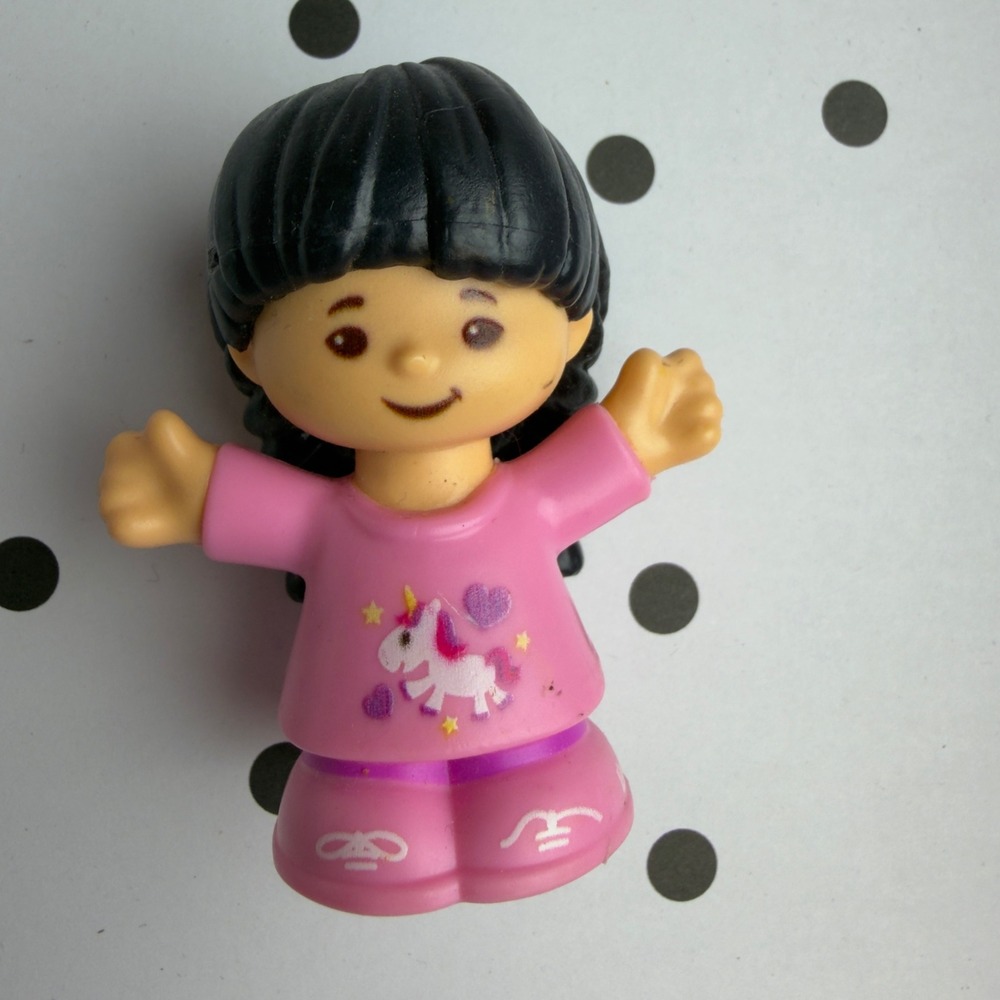 Fisher-Price Little People Girl Pink Unicorn Pajamas Braids Figure GLT75 2016